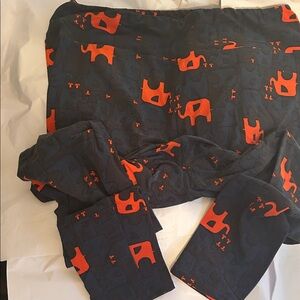 LuLaRoe elephant leggings - Dark Blue and Orange